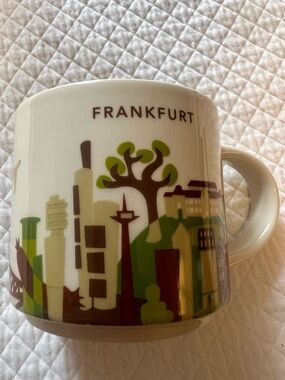 Starbucks Frankfurt Ceramic Mug - White with Green & Brown Cityscape